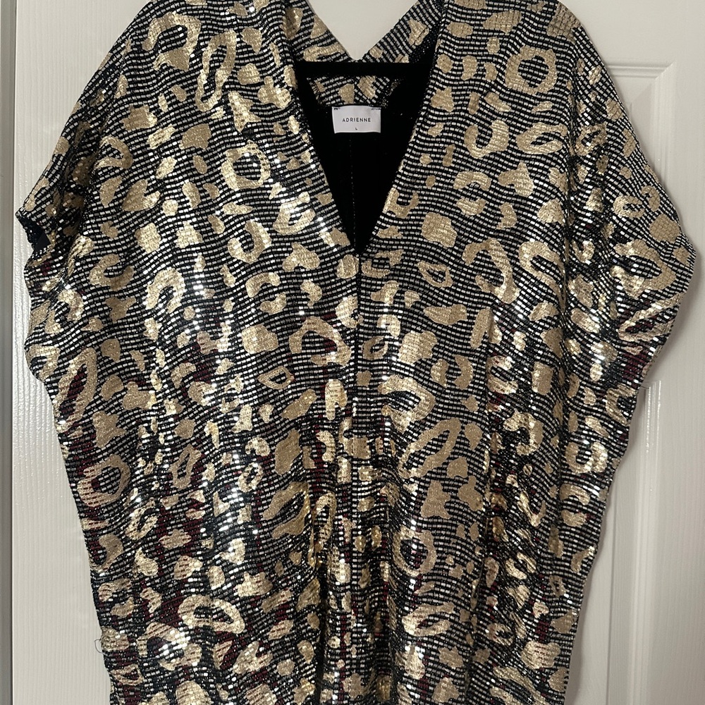 Adrienne Gold and Black Sequin Blouse